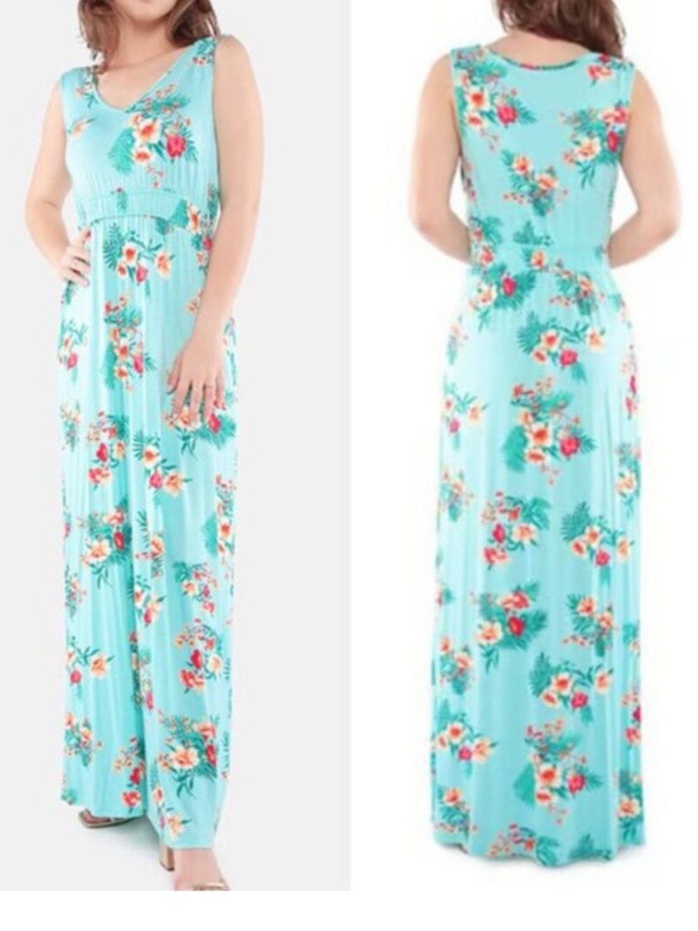 Olive & Oak Aquamarine Floral Maxi Dress Sz. XXL - Picture 5 of 17